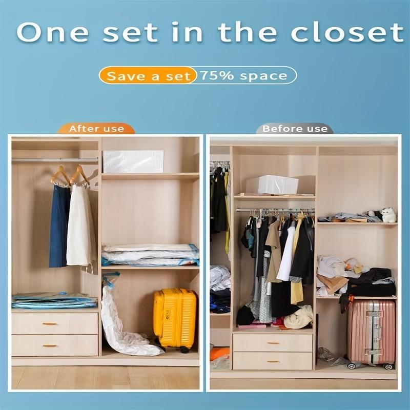 Customizable 5-piece set of extra-large vacuum storage bags (40x 60cm with 1 manual pump) - space-saving, airtight compression, dust and moisture-proof, ideal for clothing and bedding, dorm rooms, wardrobes, and moving
