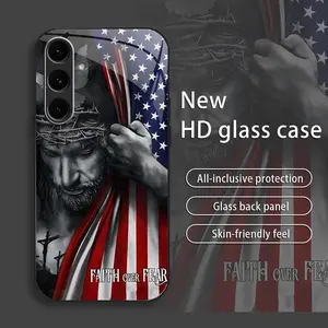 Suitable for [Galaxy S24 Fe] stars and stripes Jesus New stylish high quality glass protective case affordable anti-drop anti-fingerprint 995