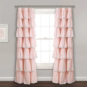 Lush Decor Lace Ruffle Single Window Curtain Panel  - Sold Individually - 52"W x 84"L - Soft Fabric, Elegant Ruffle Detail, Perfect for Home Decor