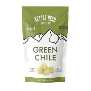 Kettle Head Popcorn Green Chile – Vegan Gourmet Popcorn Snack, Hand Popped, Gluten Free, 2.4 oz