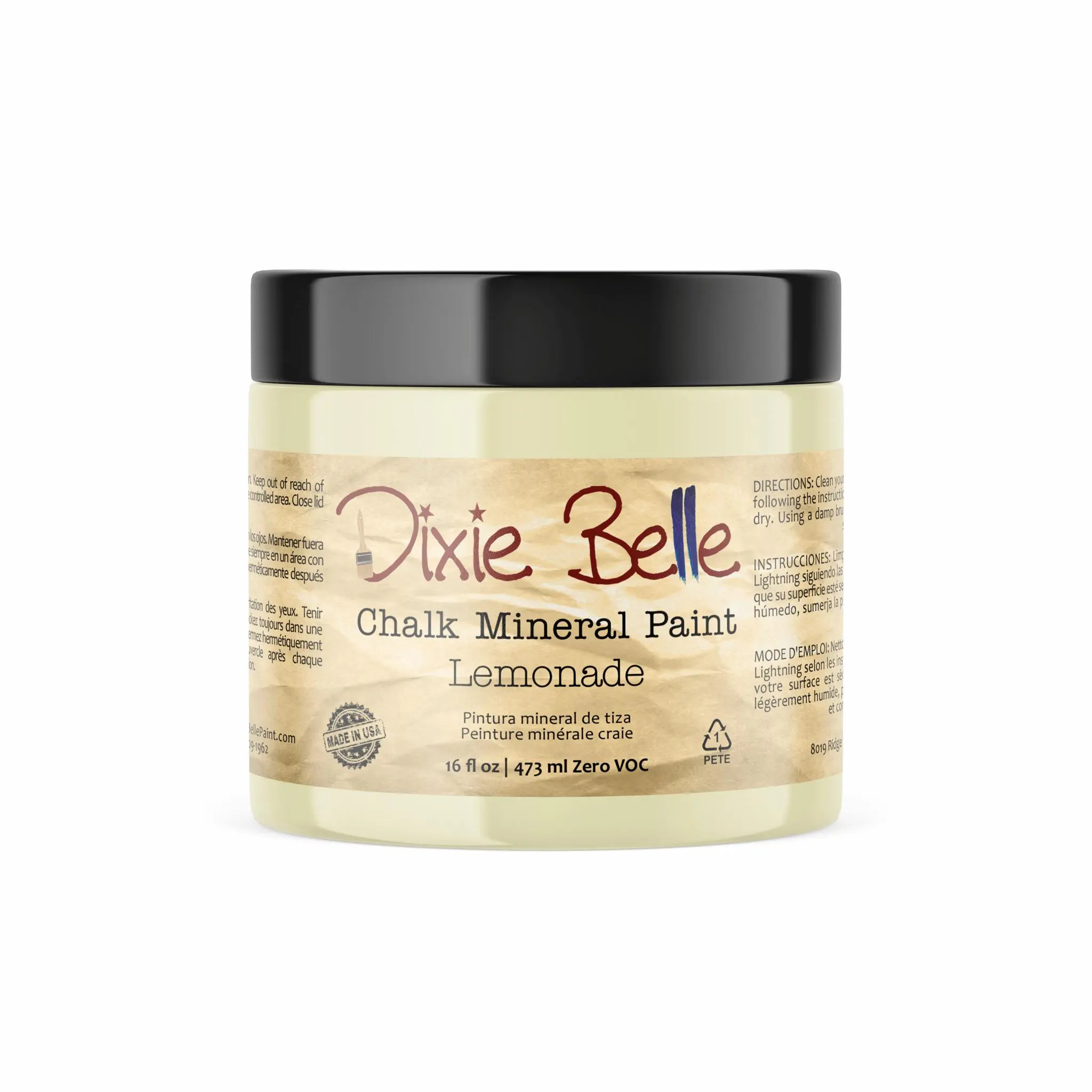 Dixie Belle Paint Company Chalk Finish Furniture Paint | Lemonade (16oz) | Matte Pale Yellow Chic Chalk Mineral Paint | DIY Furniture Paint | Made in the USA