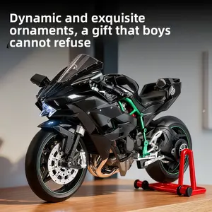 Kawasaki 1: 9H2R Spray Edition Dynamic Motorcycle Alloy Model Gift Set Realistic Toy Motorcycle Decoration Piece