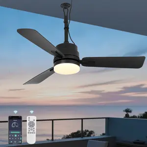 AHAWILL 42" Outdoor Ceiling Fans with Lights and Remote,Hanging Gazebo Fan,Plug in Ceiling Fan for Patios,3 CCT Dimmable,Portable Fan with Hook for Porch,Pergola,Black