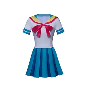 Giffany Blue Sailor Cosplay Costume from Gravity Falls | Anime-Inspired Short Skirt Outfit with Bow Accessories | Official Style Halloween & Convention Dress-Up