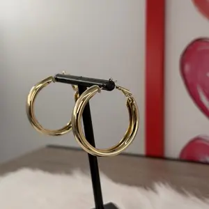 (Aset2) 14K Gold Plated Thick Hoop Earrings for Women Elegant Fashion Jewelry