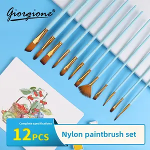 Art 12 Nylon Hair Brush Set - Birdsong Series Watercolor Brush with Birch Pole, Professional Artist Paint Brushes for Acrylic Oil Watercolor