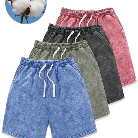 Men's Washed Cotton Plain Outdoor Multi-Pocket Drawstring Waist Active Summer Shorts - Fitted/Casual Loose Options, Retro Street Vibes, 1/2/3/4-Piece Sets, Suitable for Running, Golf, Multi-Pocket Drawstring Men's Shorts