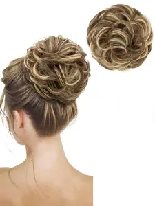 1PCS Messy Bun Hair Piece Messy Hair Bun Scrunchies for Women Wavy Curly Chignon Ponytail Hair Extensions Synthetic Tousled Updo Bun Wavy Synthetic Hairpiece