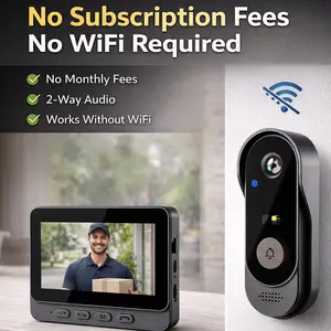 X8 -F No WiFi, No Subscription, No Monthly Fee, Video Doorbell Camera, No Pairing Needed, Built-in Screen, Night Vision, Two-Way Audio, Plug & Play, Zero Delay