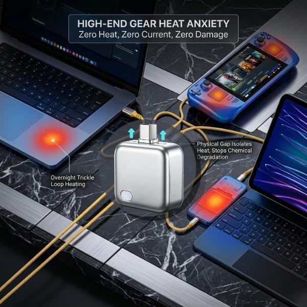 140W Physical-Disconnect Battery Guard, Anti-Overcharge Protection for Safe Overnight Charging, Smart Auto Stop Charging Protector , Universal for Phones, Laptops & Tablets, Full Battery Auto Disconnect, Overcharge Protection