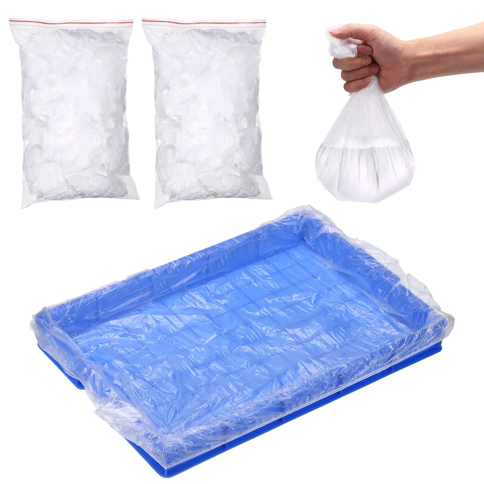 PETAXCELL Disposable Bird Cage Liners Clear Plastic Cage Liners for Pallets Tray Universal Elastic Film 100pcs Intended for Parakeet / Cockatiels / Rabbit / Guinea Pig, 6.3inch-9.4inch