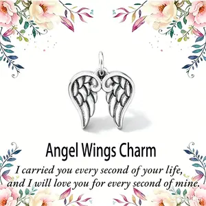 1pc High-Quality Metal Silver-Plated Angel Wings Charm, Elegant Casual Female Costume Jewelry Accessory for Daily Wear, Necklace-Bracelet Birthday Gift