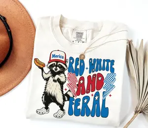 Comfort Colors® Red White And Feral, Funny USA Shirt, Funny Raccoon Shirt , 4th Of July