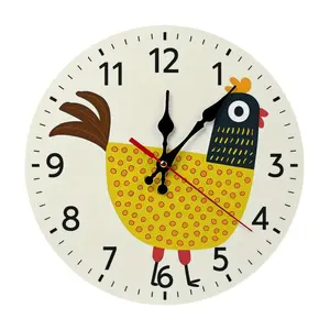 Cute Cartoon Chicken Wall Clock, 10 Inch Silent Non-Ticking Analog Clock, Farmhouse Kitchen Decor, Perfect Gift for Chicken Lovers & Farmhouse Enthusiasts