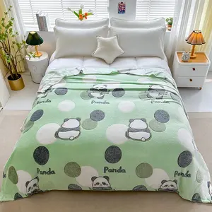 Panda Pattern Blanket Soft Printed Throw Blanket Lightweight Breathable for Sofa Office Nap Camping Travel All Season