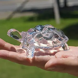 Clear Turtle Shaped Glass Ornament, Lifelike Fengshui Decor for Home Office Desk, Perfect Birthday Party Decoration, Gift, Decorative