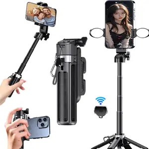 New Upgrade Multifunctional Mini Selfie Stick, Super compact & More Stable, extend to 20.5 inches, 360° rotation, horizontal/vertical switching, Desktop Stand, Handle for Bidding, Wireless Bluetooth Control Phone Holder For Selfie/ Video/ Live Stream