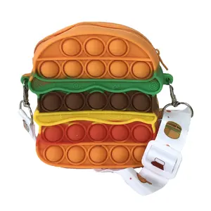 Fashion Culture Women's Hamburger Bubblepop Fidget Pouch - Chic Micro Crossbody Coin Bag with Attachable Strap