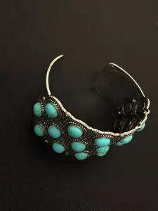 Vintage Turquoise Style Wide Cuff Bracelet Western Boho Statement Jewelry