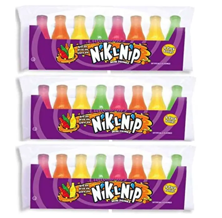 Nik-L-Nip Original Sweet Wax Bottle Candy Drinks - 3 Pack, 24 Bottles Total