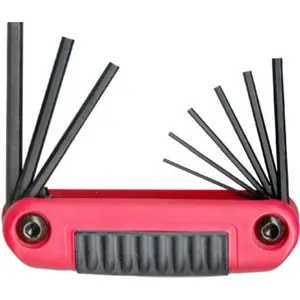 212 MAIN 9-In-1 Fold-Up Hex Key Wrench Set, Eklind 25912 Model, Chrome Steel Hand Tool with Plastic Handle for Easy Storage & Wrench Applications