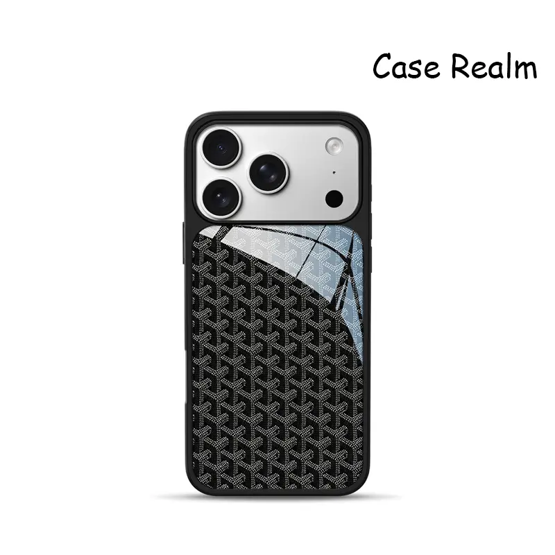 Goyard-Inspired Herringbone Smartphone Case for iPhone 17,16,15,14,13,12,11 ProMax Plus Series - Genuine Liquid Silicone Soft Shell, Super Soft Touch, Gentle TPU Sides, Inner Scratch-Resistant Liner, Full-Body Mobile Accessory Protector