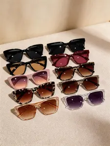 10 Pairs Women's Multicolor Thick Frame Large Sunglasses, Stylish and Fashionable, Perfect for Daily Commute and Travel