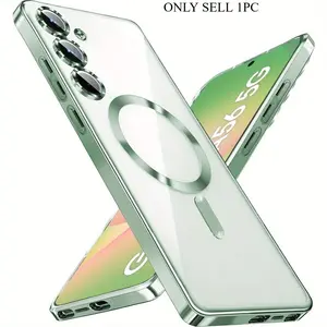 Fashion Shockproof Phone Case with Lens Protector, Slim Clear Magnetic Phone Protective Cover, Phone Accessories Compatible with Samsung Galaxy A56 A55 A54 A36 A35 A34 A16 A15 A14 S25 24 23, Casing, Protection
