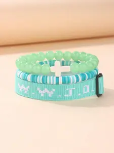 WWJD Letter Beaded Bracelet, Fashionable Cross Charm Bracelet for Women & Men, Trendy All-match & Exquisite Jewelry for Birthday Gift