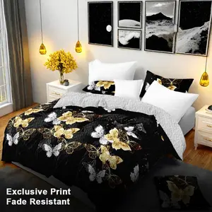 9 Piece Microfiber Bedding Set with Butterfly Pattern Bedspread Curtain Pillowcase All Season for Farmhouse Bedroom Dorm Room Decor Queen King Full Size Breathable Comfort Soft Cute Glam Style Ideal as Gift for Christmas Girls Fall 11