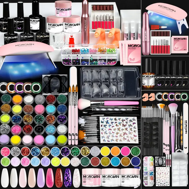 MOROVAN Acrylic Nail Blossom Kit with Everything: Blossom Series Nail Kit Set Professional Acrylic with Everything Nail Charms for Beginners Acrylic Nail Set Full Acrylic Nail Supplies