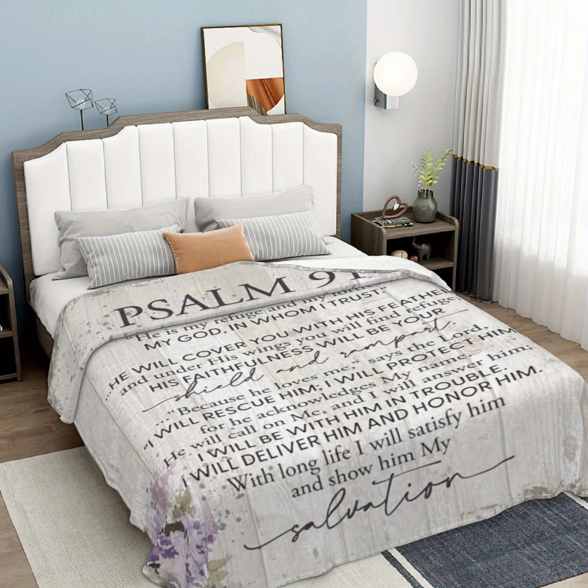280GSM Religious Flannel Printed Blanket - Cozy, Soft Throws Blanket, Wrinkle Resistant Christian Blessing with Bible Verses, Perfect Wedding/Birthday Gift for All Seasons Bedding & Linens, Cozy Blankets