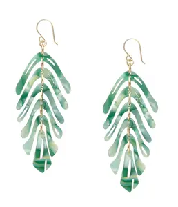 Banana Leaf Earrings, Green Resin Leaf