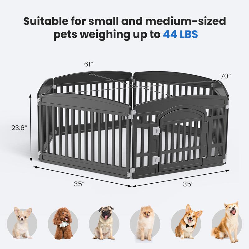 Plastic Dog Playpen - Expandable & Durable Pet Fence for Medium Dogs - Indoor & Outdoor Portable Puppy Playpen with Secure Locking Door