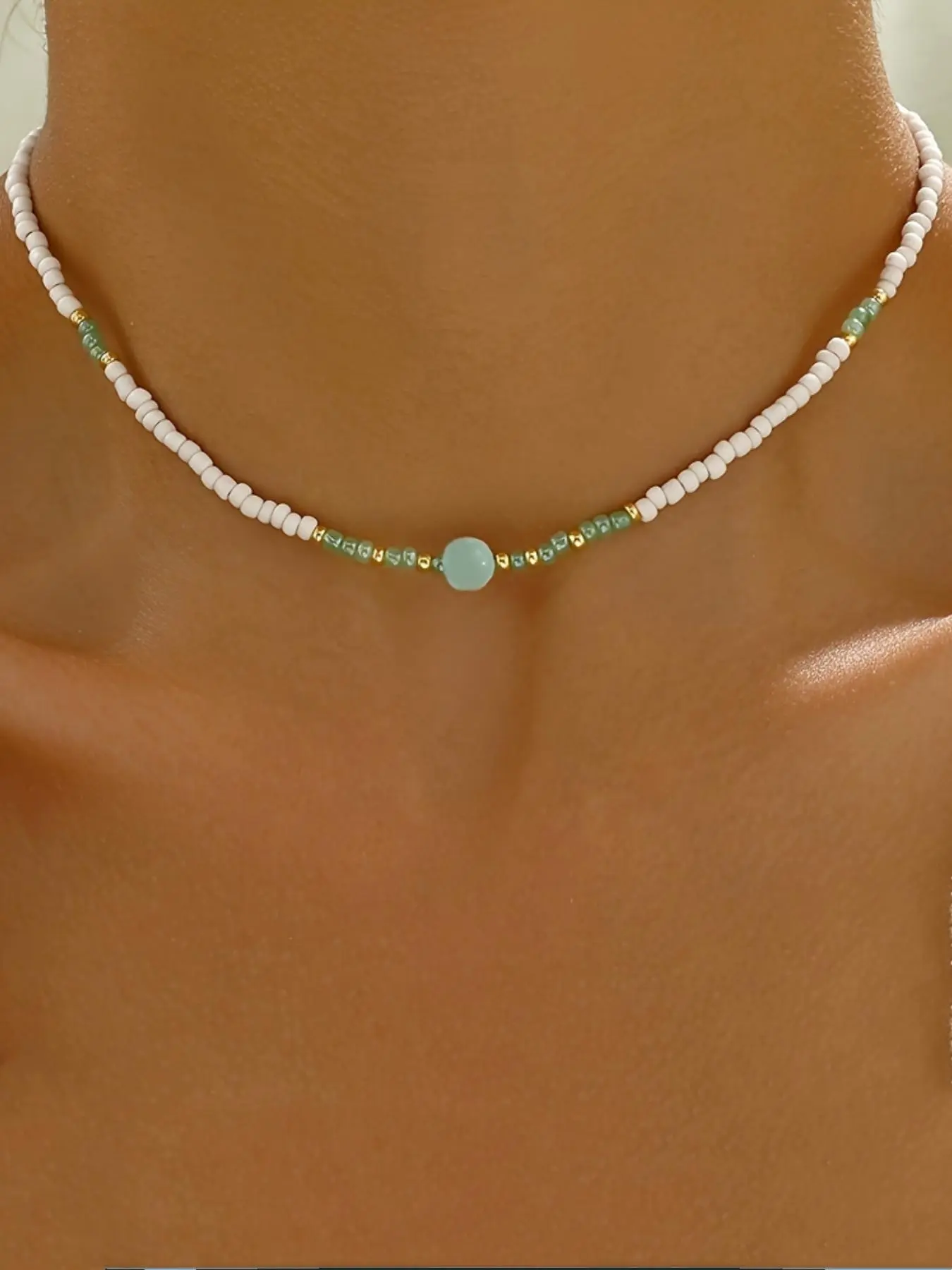 Boho Style Beaded Choker Necklace, Dainty Choker Necklace, Vintage Elegant Necklace for Women for Gift, Clavicle Necklace, Fashion All-match Accessories for Daily Wear, Boho Style Jewelry