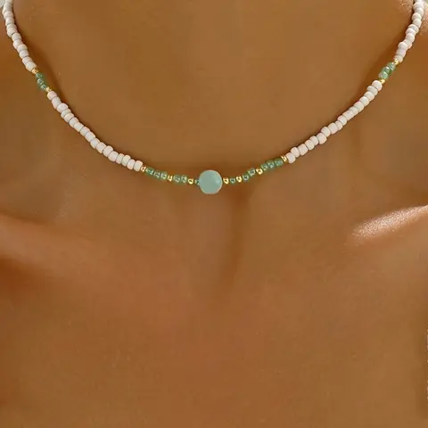 Boho Style Beaded Choker Necklace, Dainty Choker Necklace, Vintage Elegant Necklace for Women for Gift, Clavicle Necklace, Fashion All-match Accessories for Daily Wear, Boho Style Jewelry