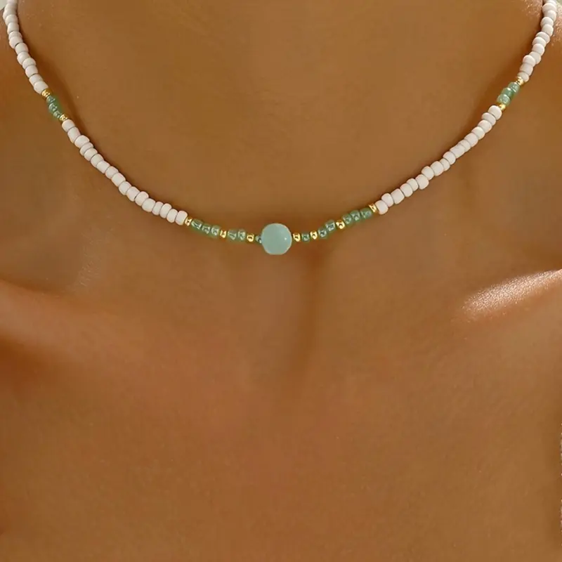 Boho Style Beaded Choker Necklace, Dainty Choker Necklace, Vintage Elegant Necklace for Women for Gift, Clavicle Necklace, Fashion All-match Accessories for Daily Wear, Boho Style Jewelry