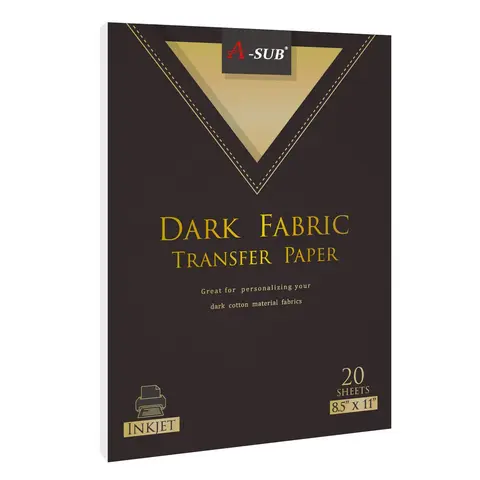 A-SUB can print HTV, suitable for inkjet printers, suitable for dark fabrics,20 pieces, size 8.5x11 inches, can be used for making custom T-shirts, handbags and bags.