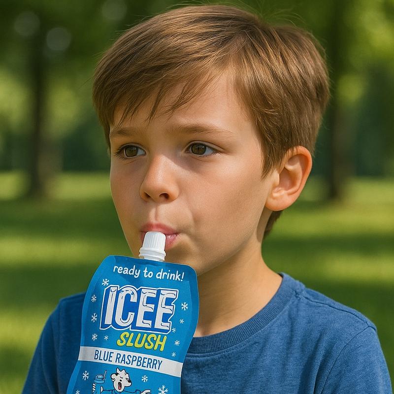 ICEE Slush 12-Pack Frozen Fruit Drink Pouches 6oz Each Red Cherry Just Freeze Squeeze for Instant Slushy Drink No Machine Needed Perfect for Parties Lunchboxes & Gifts Natural Taste Beverage