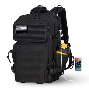25L Military Tactical Backpack For Men and Women, Molle Army Assault Pack with Water Cup Bag (Black-25L)