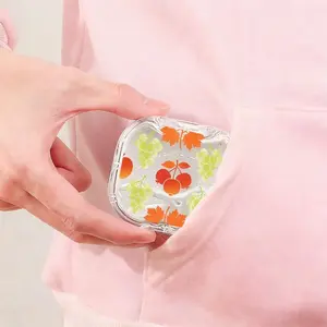 Hawthorn & Leaf Print Retainer Case, Cute Autumn Fruit Orthodontic Box, Portable Durable Storage Box for Invisible Aligners and Retainers