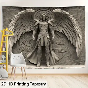 1pc Vintage Angel Tapestry - Large Winged Angel with White Wings & Male Face - Heavy-Duty Peach Light Beige Fabric Poster for Living Room, Bedroom, Office, Party Decor - Greek/Roman/Modern Angelic Design - Indoor Hanging Decorations - Ideal Gift for Fanta