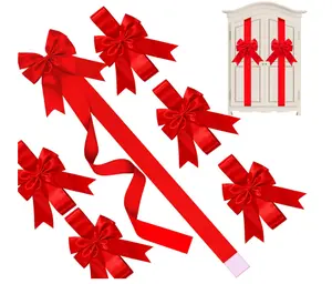 WILLBOND 8 Pcs Valentine's Day Cabinet Ribbons Bows for Kitchen 78.8 Inch Red Large Valentine's Day Door Ribbon Cabinet Bows for Gifts Tree Home Wall Furniture Party Decorations