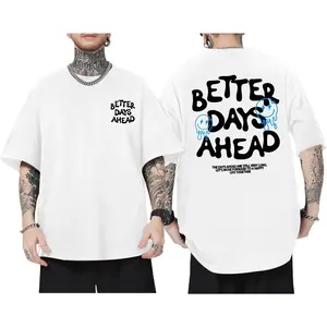 Mens Funny Graphic T-Shirts Oversized Inspirational Positive Saying Shirt Vintage Printed Tees Casual Streetwear Tops