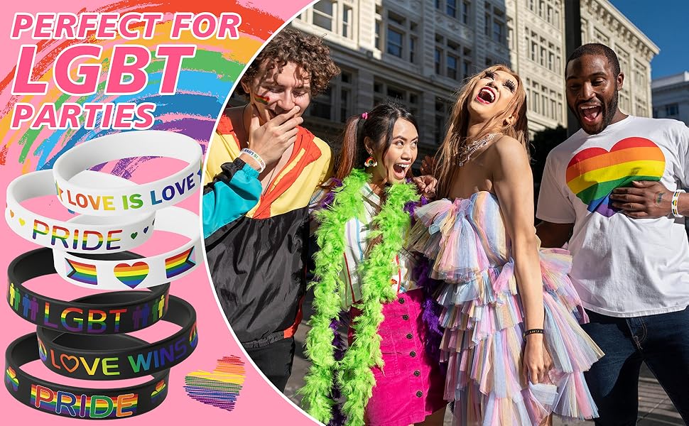 120Pcs Pride LGBT Silicone Bracelet Set Love Wins Rainbow Jewelry for Pride Day Parade Party Favor Gift