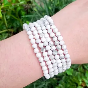 Howlite Bracelet - 4mm, Handmade, Natural Crystals, Custom Sizes