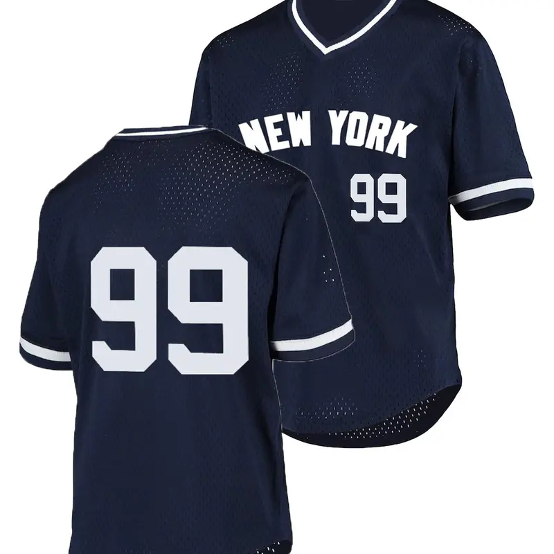 Men's Letter & Figure Embroidery Contrast Binding Embroidered Baseball Jersey, Loose Casual Button Front Baseball Top for Training & Competition, Baseball Outfielder Equipment, Sports Tops, Jersey Tee, Sports Style Jersey, Sports Clothing