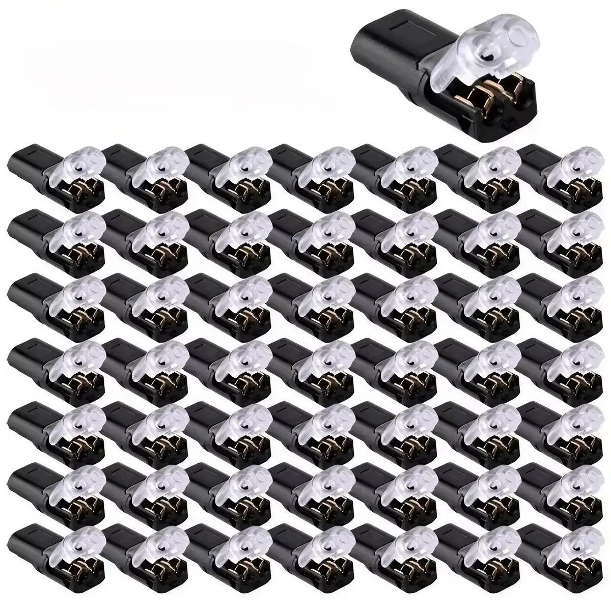 200Pc 2-Way Quick Wire Connectors Waterproof Locking Buckle 18-22AWG Solderless