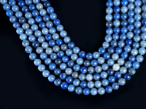 Natural Blue Aventurine Gemstone Round Smooth Beads String 15.5 Inches Long 4/6/8/10 MM for Jewelry Making and Crafting - AS & JG