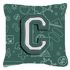 Carolines Treasures  Letter C Back To School Initial Canvas Fabric Decorative Pillow